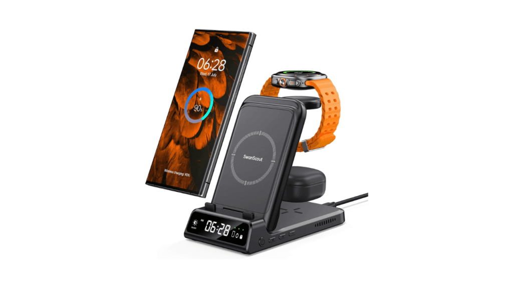 Effortless Charging with the Samsung Wireless Charger: Swanscout 703s 1 Charging Station for Samsung SwanScout 703S Wireless Charger for Samsung for Galaxy S24 UltraS24S24S23 UltraS23S22Note 20 Galaxy Watch 7654 Galaxy Buds No Adapter
