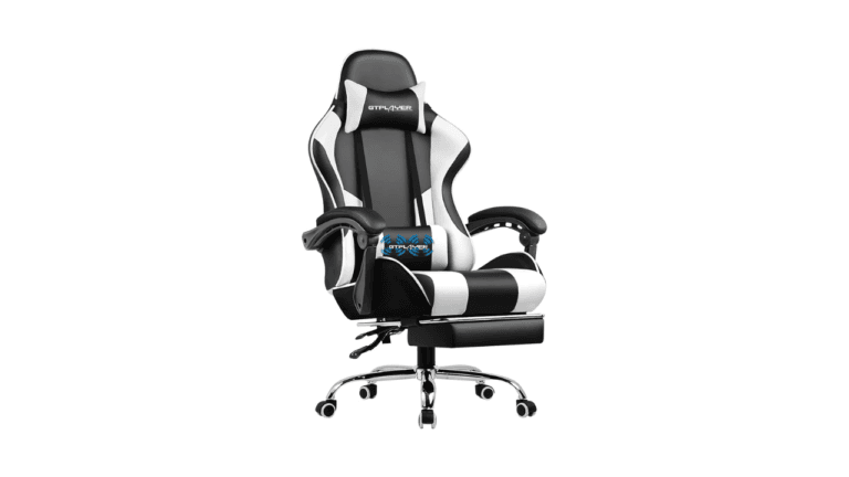 GTPLAYER Gaming Chair: Ergonomic Comfort, Height Adjustable, 360° Swivel, with Footrest & Lumbar Support