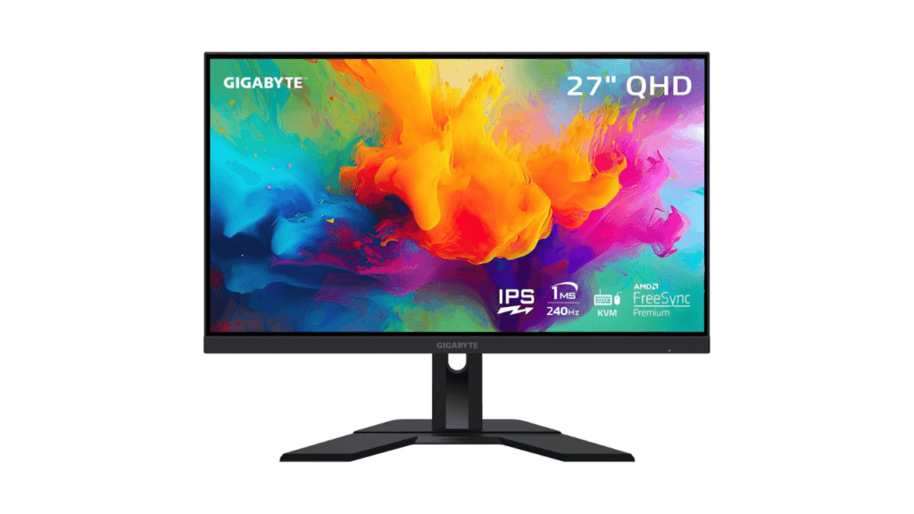 GIGABYTE M27Q X 27 240Hz 1440P KVM Gaming Monitor 2560x1440 SS IPS Display 1ms MPRT Response Time 92 DCI P3 1x Display Port 1.4 2x HDMI 2.0 2x USB 3.0 1x USB Type C M27Q X SA