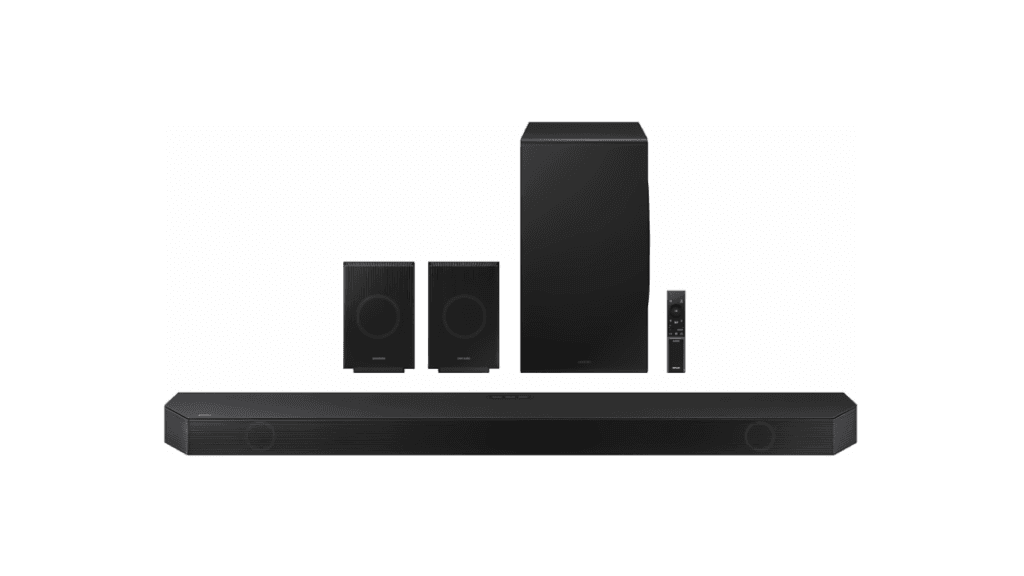 SAMSUNG Q990D 11.1.4ch Soundbar wWireless Dolby Atmos Audio Rear Speaker Included Q Symphony SpaceFit Sound Pro Adaptive Sound Game Mode Pro with Alexa Built in HW Q990DZA
