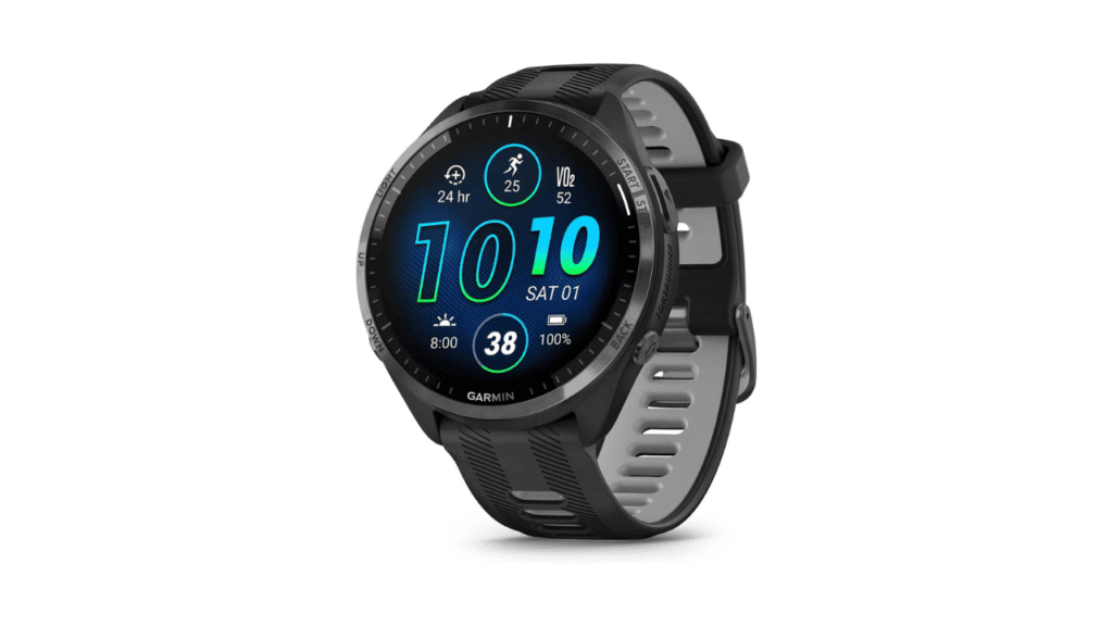 Garmin Forerunner® 965 Running Smartwatch Colorful AMOLED Display Training Metrics and Recovery Insights Black and Powder Gray 010 02809 00
