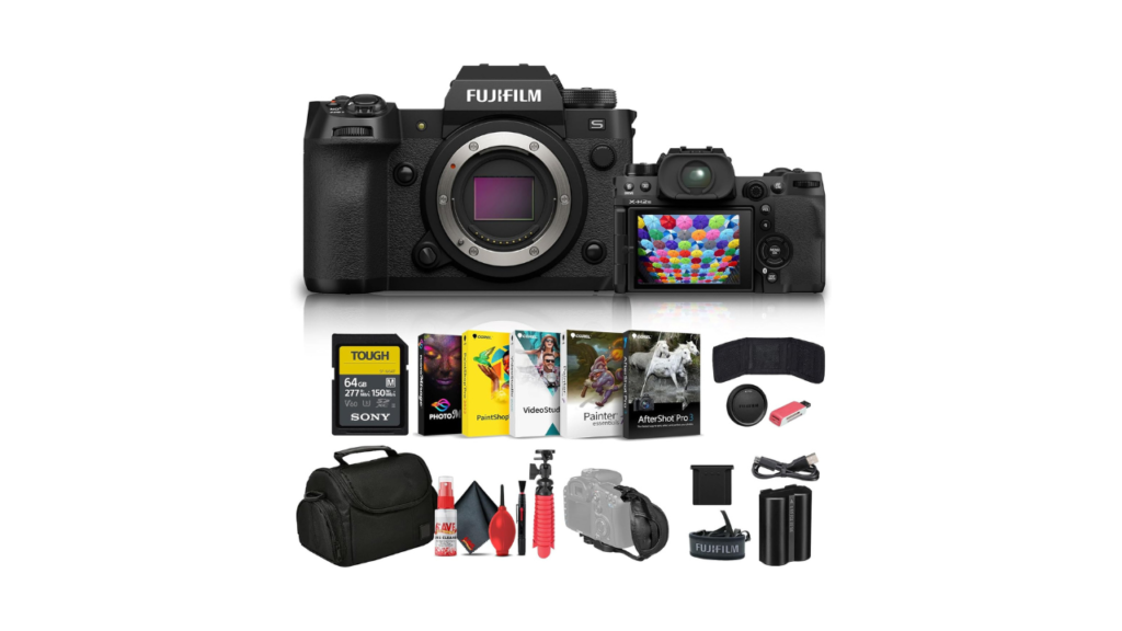 Fujifilm X H2S Mirrorless Camera 16756924 64GB Memory Card Bag Card Reader Corel Photo Software Flex Tripod Memory Wallet Cleaning Kit Hand Strap